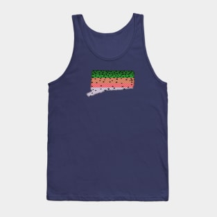 Trout Fishing Rainbow Trout Pattern Connecticut State Map Tank Top